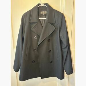 Kristen Blake Wool Peacoat M- Black Double-Breasted Military Navy Style Jacket
